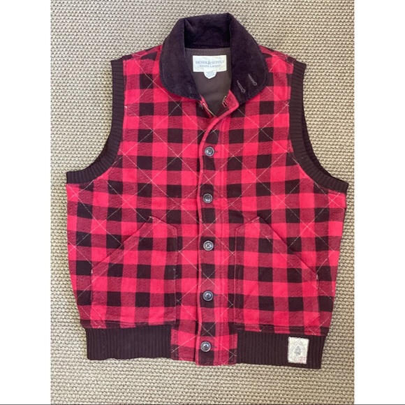 Ralph Lauren Denim & Supply red plaid wool vest L - Picture 1 of 5